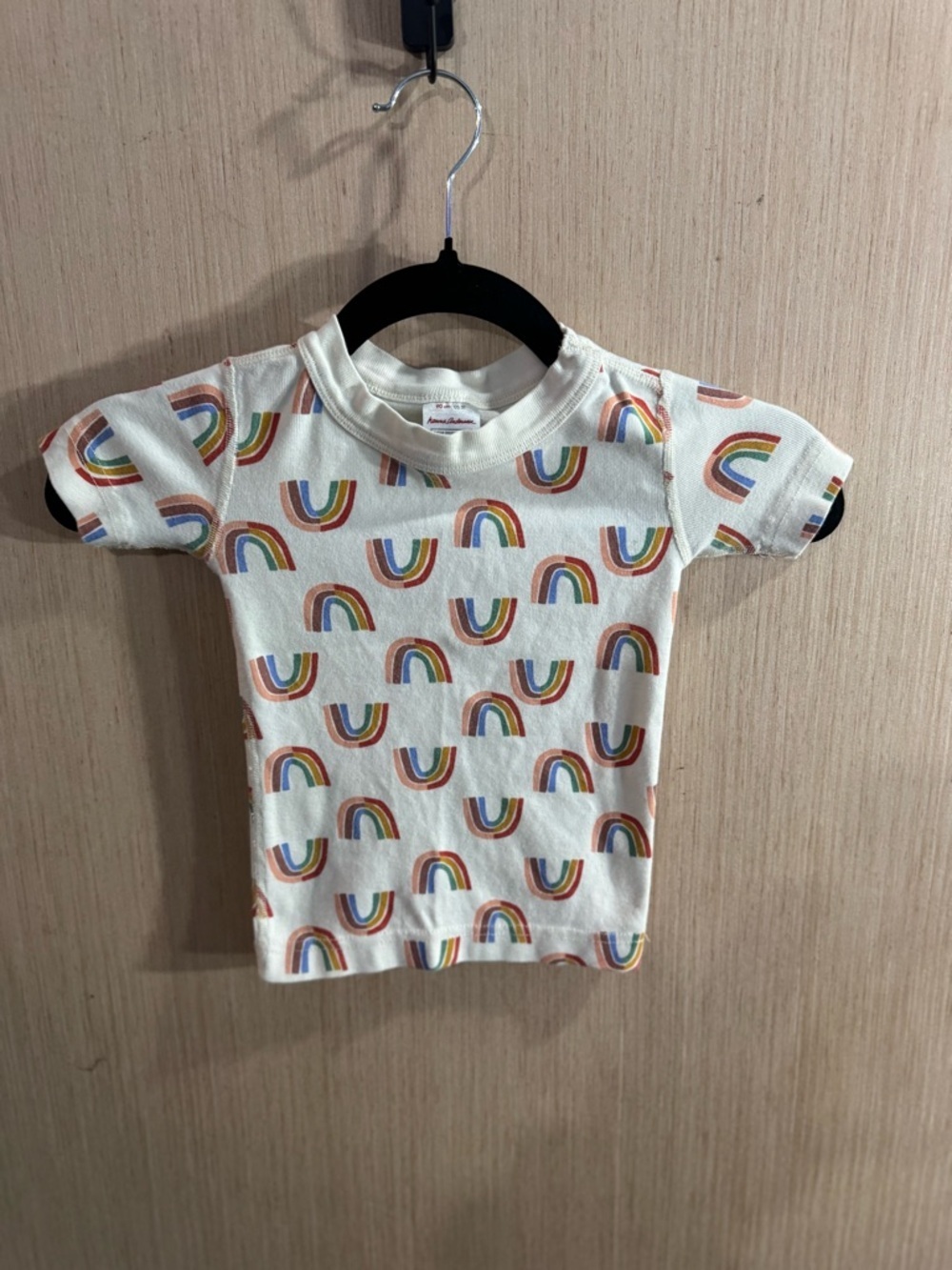 Hanna Andersson White Short Sleeve Pj Tee with Rainbow Print Size 3T